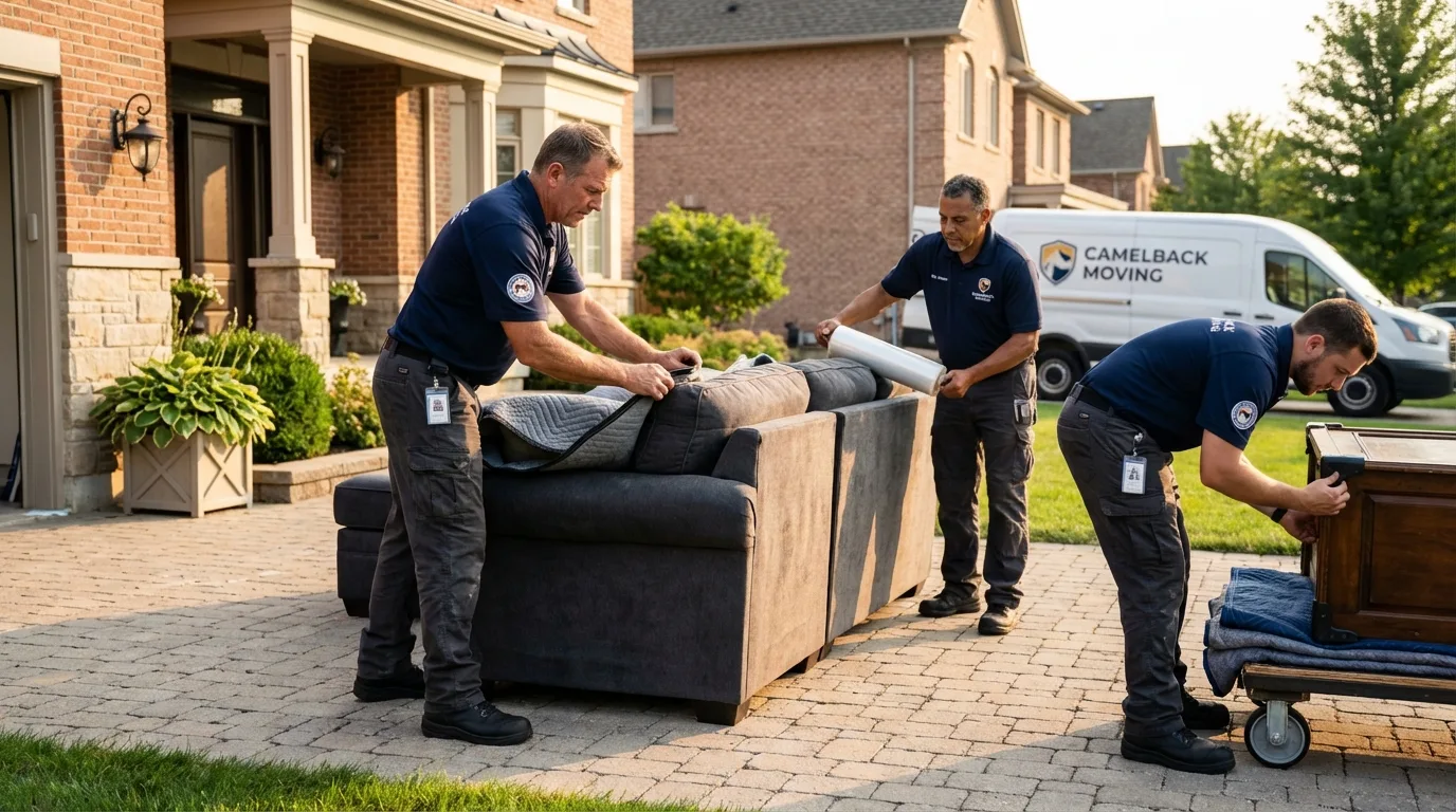 Large estate moving crew wrapping furniture in Kirkland, WA